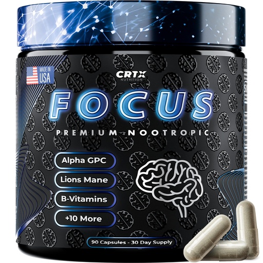 [BRSRMGI5B4JR4A35] Nootropic Strongest Focus Supplement - Clinically Backed Ingredients Made in USA - Scientifically Backed Doses - Supplement for Brain Fog - AlphaGPC, Lions Mane, Rhodiola and More 10:1 90 Capsules