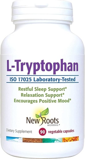 [BRSWI2Q6ARYBCFAZ] NEW ROOTS HERBAL L-Tryptophan Supplement for Sleep (90 Capsules) 220mg, Herbal Supplement for Healthy Sleep, Mood and Stress Response Support – Gluten-Free, Non-GMO