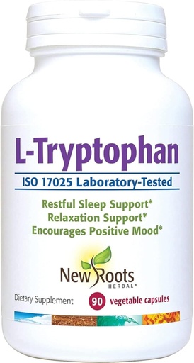 [BRSWI2Q6ARYBCFAZ] New Roots Herbal - L-Tryptophan 220mg 90 Capsules, 90-Day Supply - Essential Amino Acid Supplement for Restful Nights & Calmness, Non-GMO, Gluten-Free, No Artificial Preservatives & Support Relaxation