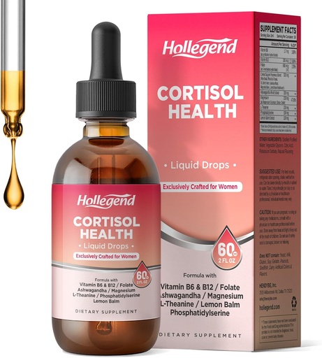 [BRSRAHAPAUDQGHIV] Cortisol Συμπληρώματα για γυναίκες, Cortisol Wellness Liquid Drops, 16 σε 1 Cortisol Detox Reducer w. Ashwagandha, Μαγνήσιο, L-Θεανίνη, Folate for Relaxation & Hormone Balance, Φράουλα