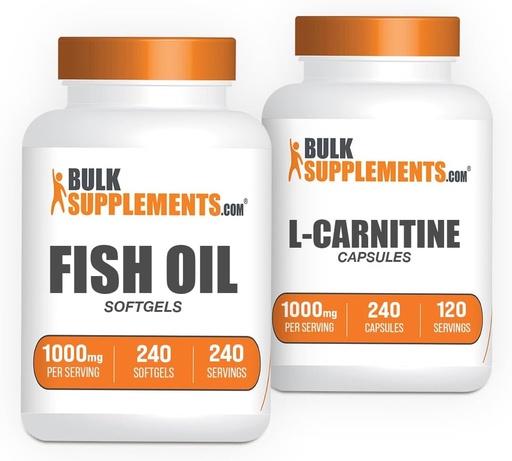 [BRSRA2T7OAPAGALZ] BulkSupplements Fish Oil 1000mg Softgels + L-Carnitine Capsules Bundle