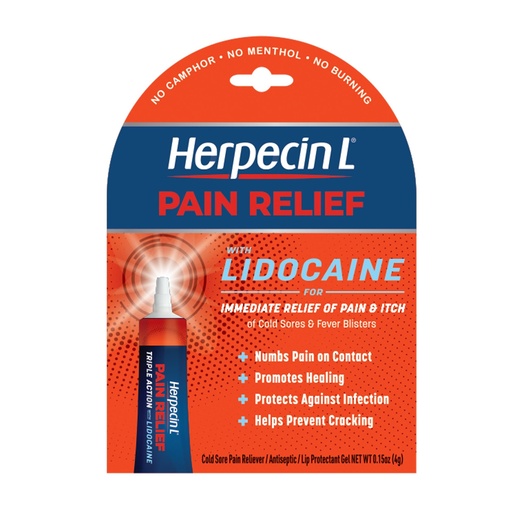 [BRSRMFQHDIIWC3L6] Herpecin-L Pain Relief Treatment for Cold Sores and Fever Blisters, with Lidocaine, numbs Pain and Itch, Protects Against Infection, 0.15 oz