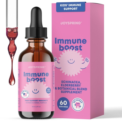 [BRSW2ALYA4FGOHLJ] JoySpring Immune Drops – Kids Immune Support Supplement with Elderberry Extract, Echinacea, Oregon Grape Root & Orange Peel Liquid for Ages 3–16+ Years & Adults | 2 fl oz (60 Servings)