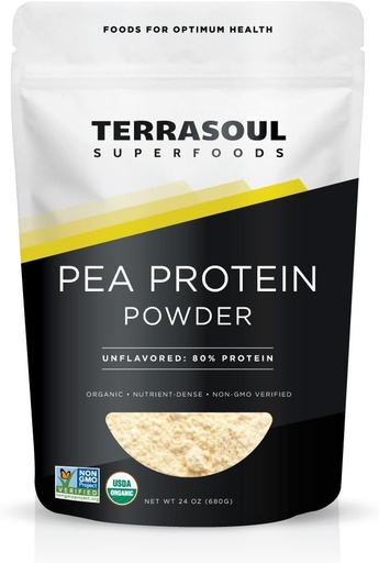 [BRSWECQ2OBYQAHL3] Terrasoul Superfoods Organic Pea Protein (Unflavored, Smooth Texture), 1.5 Pounds