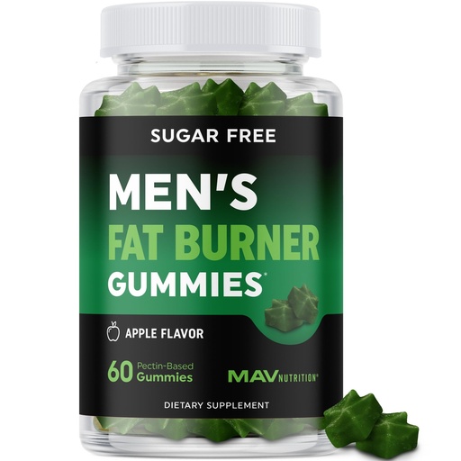 [BRSRAAQDA56RMHQZ] Men’s Fat Burner Gummies for Weight Loss | Green Tea, Green Coffee Bean, Garcinia Cambogia & Ketones | Belly Fat Burner for Men Weight Loss Gummies | Apple Flavored, Pectin-Based | 60 Gummies