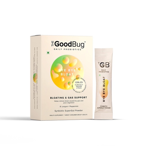 [BRSRMAAHO4OWYH3Z] The Good Bug Bye Bye Bloat Supergut Powder For Gut Health & Strong Digestion | Pre & Probiotic Supplement | Helps With Bloating, Gas & Heartburn | 2.5 Billion Cfu Of Clinically Proven | 30 Days Pack