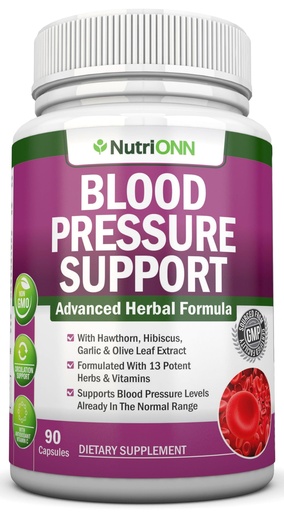 [BRSROHA5B4IRGDL6] Blood Pressure Support Supplement - 13 Herbs & Vitamins - with Hawthorn, Hibiscus, Garlic & Olive Leaf Extract - Natural Supplement for Women & Men - High Strength Capsules - Non-GMO - 90 Day Supply