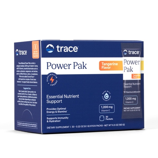 [BRSWKEI6DIGAAFA3] Trace Minerals | Power Pak Electrolyte Powder Packets | 1200 mg Vitamin C, Zinc, Magnesium | Boost Immunity, Hydration and Natural Energy | Tangerine | 30 Packets
