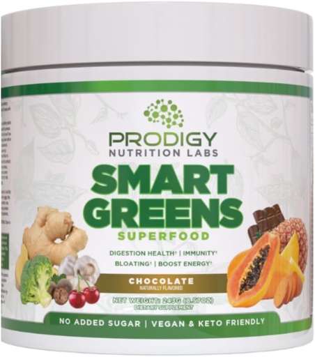 [BRSROHQZBYFB6YDZ] Prodigy Smart Greens - Super Greens Powder Smoothie & Drink Mix - Probiotics for Digestive Health & Bloating Relief, Proteins, Veggies, and Fruits with Chlorella for Gut Health