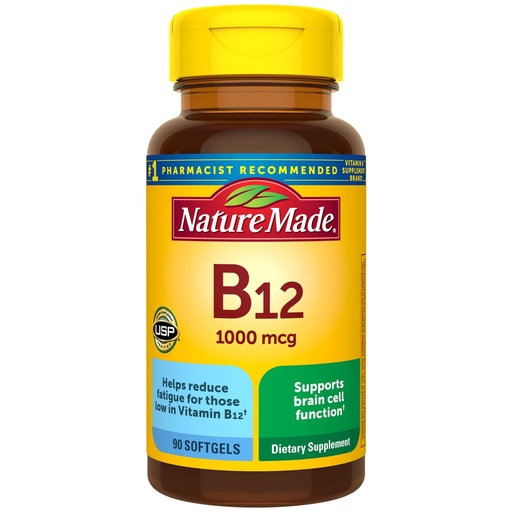 [BRSROZIOBZYBEAD5] Nature Made Vitamin B12 1000 mcg, Dietary Supplement for Energy Metabolism Support- 90 Softgels.,