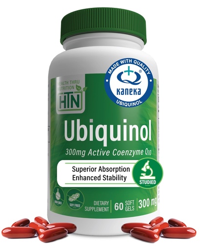 [BRSWIB3ZAR4BYD3Y] Health Thru Nutrition Ubiquinol 300mg 60 Softgels as Kaneka QH Reduced CoQ-10 | Stabilized - 3rd Party Tested | Enhanced Bioavailability | Cardiovascular & Mitochondria Function Support | Non-GMO