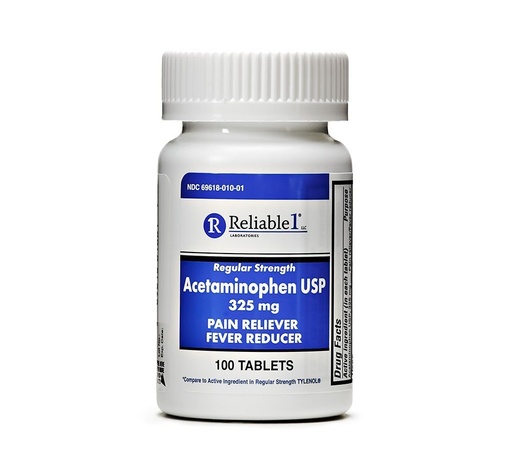 [BRSWKGAEAZ4QM3TM] Reliable 1 Regular Strength Acetaminophen USP Tablets 325 mg, 100 Count