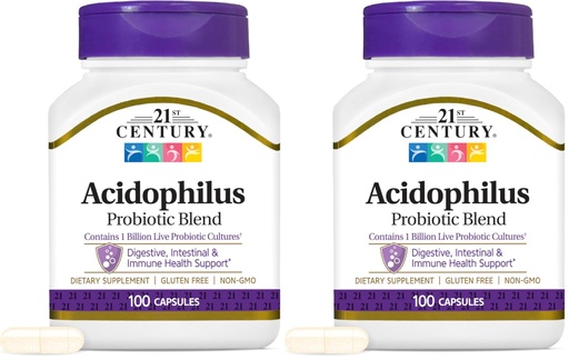 [BRSRAY3ROEFROCL3] 21st Century Acidophilus Capsules, 100 Count (21339) (Pack of 2)