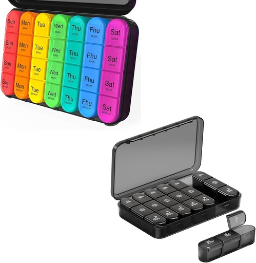 [BRSRAATYDJYR42T5] Daviky Pill Organizer 4 Times a Day - Pill Organizer 3X a Day, Pill Box 7 Day, Large Weekly Medicine Case for Travel with Removable Containers to Hold Daily Vitamins, Supplements and Medication