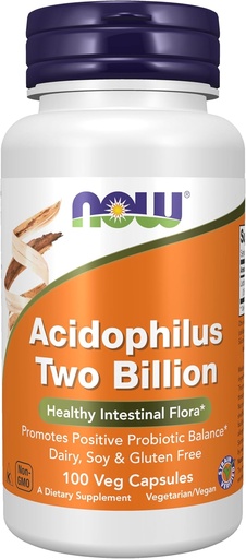 [BRSWIY35B4IBUETA] NOW Foods Supplements, Acidophilus, Two Billion, Strain Verified, Healthy Intestinal Flora*, 100 Veg Capsules