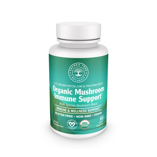 [BRSRAGQQA4FQE3L5] Organic Mushroom Immune Support Capsules, 9 Mushroom Blend for Immune Health & Wellness with Reishi, Lion's Mane, Cordyceps & More - 100% Pure, Non-GMO, Vegan