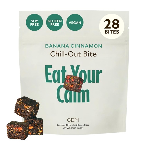 [BRSROHQ7C4NAYETK] GEM Calm Bite | Supports Calm Mind & Clarity | Magnesium L-Threonate, Golden Chlorella, Lemon Balm | Holistic Non-Habit Forming | Gluten Free, Soy Free, Banana Cinnamon (28 Count)