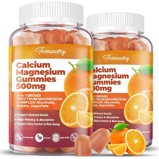 [BRSROC3QAABWMF3K] Calcium Magnesium Supplement Gummies for Adults: Calcium Citrate 600 mg with Vitamin D3 & K2 for Women Men - Supports B0ne Strength, Better Zzz, Muscles, Energy & Immune (120 Count)