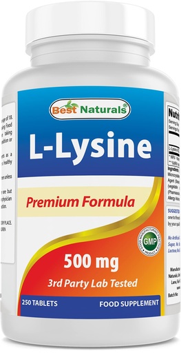 [BRSWIHY6OB4QYGYZ] Best Naturals L-Lysine 500 mg 250 Tablets