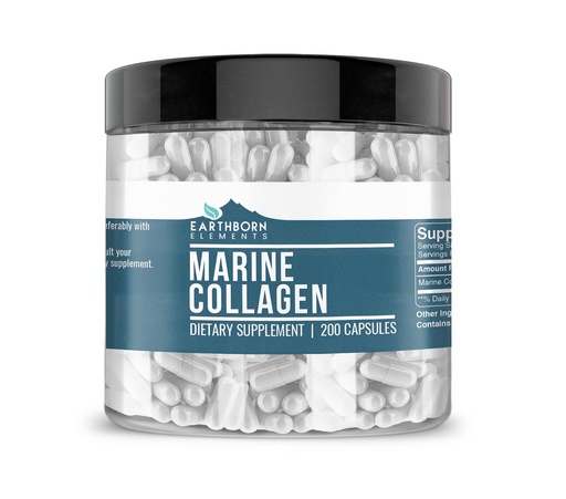 [BRSWYZ3RPIMRQH37] Earthborn Elements Collagen Peptides (200 Capsules) Hydrolyzed Fish Collagen, Non-GMO, Scent-Free, Bioavailable (960 mg Serving)