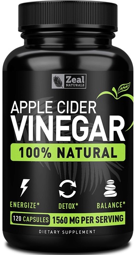 [BRSWGED7CAIAAF34] Zeal Naturals Natural Raw Apple Cider Vinegar Capsules (1560mg|120 Capsules) Apple Cider Vinegar Pills w Cayenne Pepper, Cleanse, Appetite Suppressant & Digestive Support