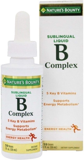 [BRSWIY34C4NRK2Q5] Nature's Bounty B Complex with B12 Sublingual Liquid Fast Acting Dietary Supplement, 2 Fl Oz