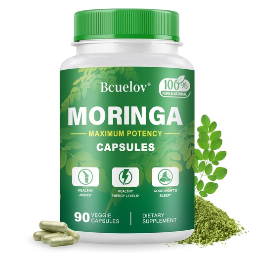 [BRSRAAL4CQCQ2YL2] Moringa Capsules | 800mg Pure Moringa Powder Capsules – Supports Energy, Skin & Gut Health, Immune System – Green Superfood with Vitamins & Amino Acids (90 Caps)