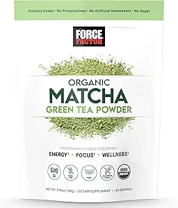 [BRSRAFL2CN6Q23TP] FORCE FACTOR Organic Matcha Green Tea Powder for Energy, Focus, and Daily Wellness, Culinary Grade, USDA-Certified Organic, Rich and Delicious Flavor 169g, 84 Servings