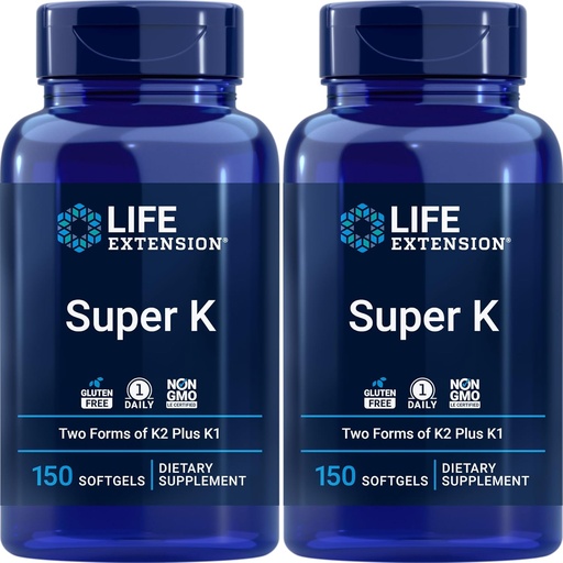 [BRSWYYIOBF5BMH3G] Розширення життя Super K, 150 Softgels (Pack of 2) з вітамінами K і K2