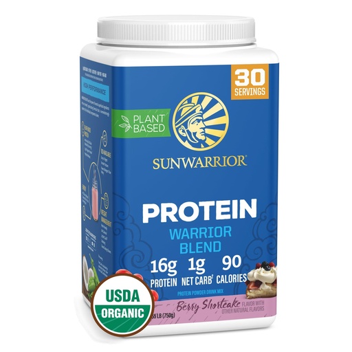 [BRSWG2TYOIMAYDT5] Sunwarrior Vegan Organic Protein Powder Plant-Based | BCAA Amino Acids Hemp Seed Soy Free Dairy Free Gluten Free Synthetic Free Non-GMO | Berry 30 Servings | Warrior Blend
