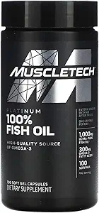 [BRSWIGY4BMCAMCLK] Omega 3 Fish Oil Capsules MuscleTech 100% Omega Fish Oil Burpless Fish Oil Supplement Omega 3 Fatty Acid Supplement Fish Oil 1000mg Pills, 100 Count