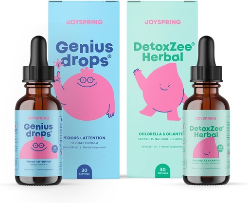 [BRSRAGTRCQFQYDQU] JoySpring Genius drops " DetoxZee Herbal Bundle , Kids Vitamins Naturally Sourced, Non-GMO, Non-Alcoholic Liquid Formula, Immunity Health Support , Vegan " Vegetarian supplements