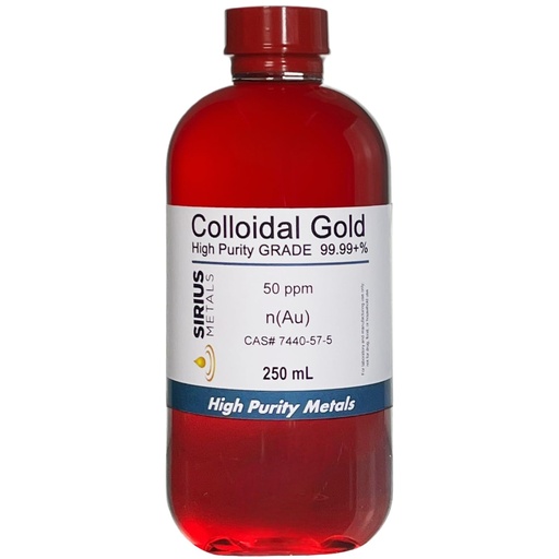 [BRSRAZQKOANRUE3X] True Colloidal Gold (50 ppm) - 99.99+% Purity - 250 mL (8.45 Fl Oz) in a Clear BPA-Free Plastic Bottle, 1 Count (Pack of 1)