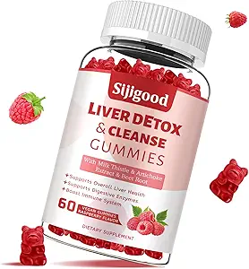 [BRSROCYFCAMGEHYU] Liver Cleanse Detox and Repair Gummies - Silymarin Milk Thistle Supplement with Artichoke, Dandelion and Elderberry - Liver Support Supplement - 60 Raspberry Flavored Gummies