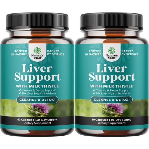 [BRSROZAECQNBGADF] Liver Cleanse Detox & Repair - Herbal Liver Support Milk Thistle Supplement - Silymarin Milk Thistle Supplements with Dandelion Root, Choline, Beetroot & Artichoke Extract - 60 Count (Pack of 2)