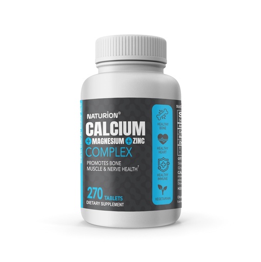 [BRSRAFI7CUPBUG3U] Calcium Magnesium Zinc Supplement - 3-in-1 Complex with 1000mg Calcium, 500mg Magnesium, 10mg Zinc - Bone, Muscle & Immune Support - 270 Tablets, 90 Day Supply