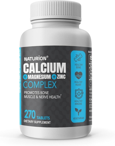 [BRSRAFI7CUPBUG3U] Kalsiyum çinko Supplement - 1000 mgelli ile 3in-1 Kompleksi, 500 mg, Magnezyum 10 mg - Bone, Muscle & Immune Support - 270 Tablet, 90 Day Supply