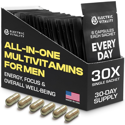 [BRSROBAPOR5AGYDZ] Multivitamins for Men - All in One Pack for Energy and Focus, Mens Vitamins for Mental Performance and Health, Packed with Tongkat Ali, Shilijit, Vitamin C, B3, B1, A, B12, 30 Pk