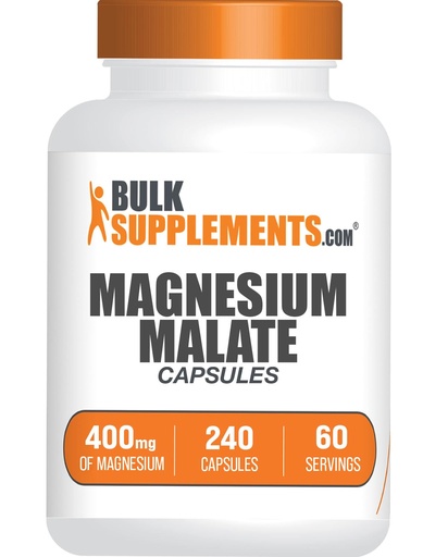 [BRSROZYOOB5WCHL2] BulkSupplements.com Magnesium Malate Capsules - Magnesium Supplement, Magnesium Malate 400mg - Essential & Gluten Free, 4 Capsules per Serving, 240 Count (Pack of 1)