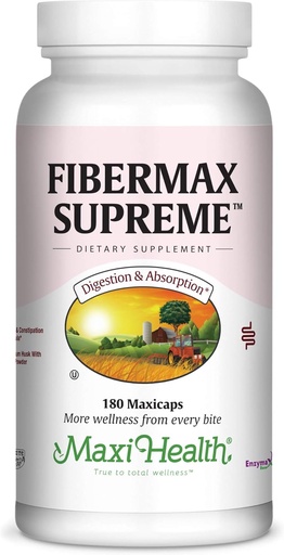 [BRSWIYQ5A4IWGCL6] Maxi Health Fibermax Supreme – Fiber kapsulas Gentle Gremošanas un Gut atbalsts – Veģetārs Psyllium Husk kapsulas – Kosher Fiber papildinājums vīriešiem un sievietēm (180 grāfs)