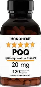 [BRSROZYDCQGQA33A] MONOHERB PQQ 20 milligrams - PQQ Supplement, Pyrroloquinoline Quinone, 120 Capsules