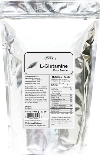 [BRSWIZQEAQIRUF3I] L-Glutamine Pure Powder 1000g (2.2 lb) FCC Grade