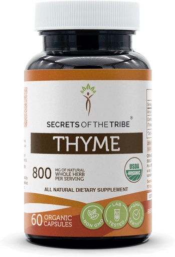 [BRSRMZTYCMDWEGY7] Secrets of the Tribe Thyme 60 Capsules, Made with Vegetable Capsules and USDA Organic Thymus Vulgaris Toni Effect (60 Capsules)