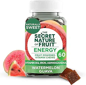 [BRSRM23ROAIRUC3F] The Secret Nature of Fruit Beauty Chews, Real Fruit Powered Vitamin Chews with Vitamins A & E, Biotin, CoQ10, Strawberry & Pomegranate for Healthy Hair, Skin & Nails, Gummy, (60 Count)