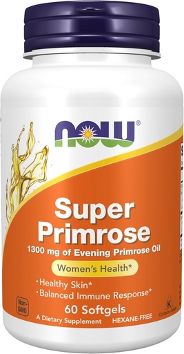 [BRSWIYYPOMNWGCI5] NOW Supplements, Super Primrose 1300 mg with Naturally Occurring GLA (Gamma-Linolenic Acid), 60 Softgels
