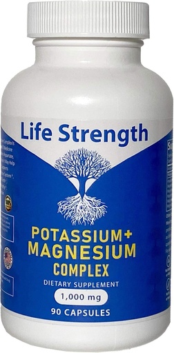 [BRSWYGQBAB6BOGTO] Life Strength Potassium & Magnesium Complex with Aspartate, Oxide, Glycinate, Gluconate & Citrate - 1000mg (90 Capsules) Doctors Designed and Custom Blended