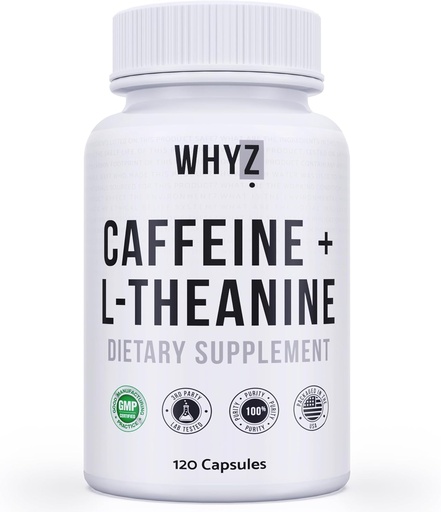 [BRSRAFL4B4HQGDLZ] WHYZ Caffeine Pills with L-Theanine, 120 Capsules, Nootropic Stack Energy Pills, Energy Vitamins for Sustained Energy Focus & Cognitive Function, L Theanine Caffeine Energy Supplements for Women & Men