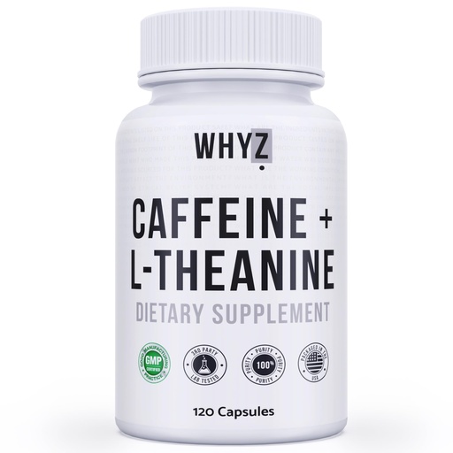 [BRSRAFL4B4HQGDLZ] WHYZ Caffeine Pills with L-Theanine, 120 Capsules, Nootropic Stack Energy Pills, Energy Vitamins for Sustained Focus & Cognitive Function, L Theanine Caffeine Energy Supplements for Women & Men