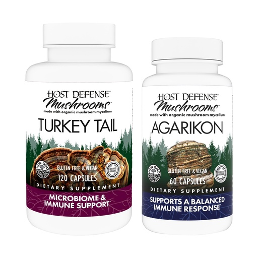 [BRSROZQPDMIGKD3H] Host Defense Bundle with Turkey Tail Capsules, 120 Count & Agarikon Capsules, 60 Count - Support Digestive & Immune Health - Support Immune Functions & Cell Strength*