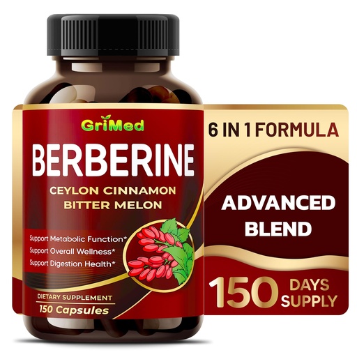[BRSROZT2OV5RY332] GriMed Berberine Supplement 9,500mg with Ceylon Cinnamon Bitter Melon Supports Healthy Immune System